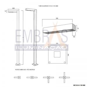 Poste Led Decorativo Contemporâneo Quadrado