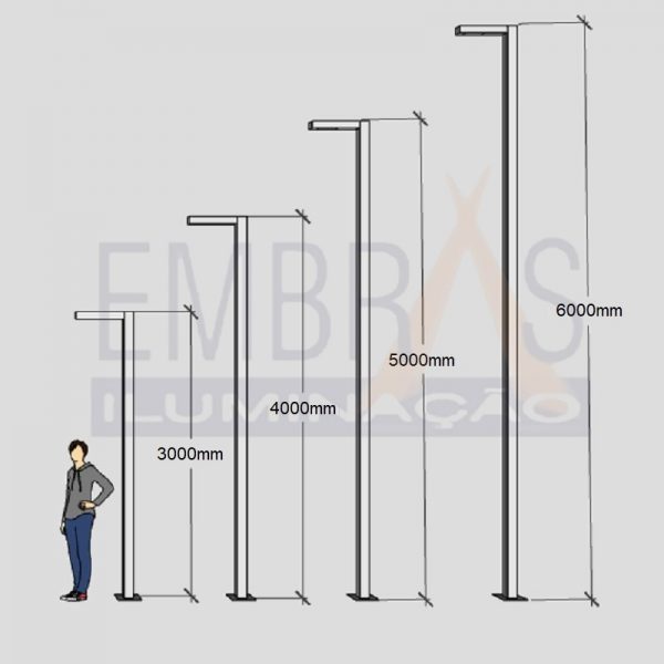 Poste Led Decorativo Contemporâneo Quadrado 50W